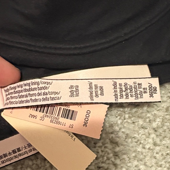 NWT 36DDD Victoria's Secret Body by Victoria unlined Demi Black Bra - Picture 2 of 5